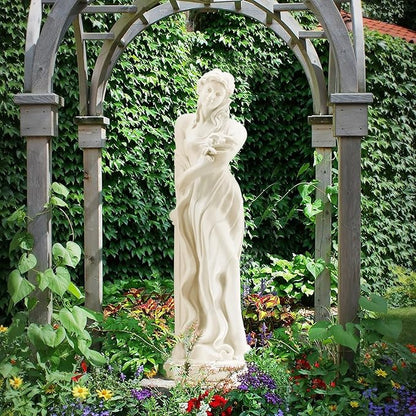 YOLENY 51'' Large Outdoor Garden Nymph Statue, Goddess of Spring Flowers, Roman Style Sculptures Decorations, Religious Garden Statue for Patio Lawns
