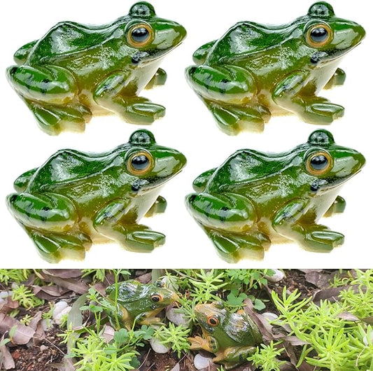 4 PCS Miniature Frog Statue, Outdoor Garden Figurines Decoration, Mini Cute Figures for Patio Yard Micro Landscape Fairy Garden Ornaments