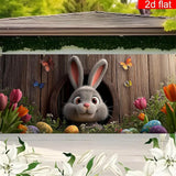 Easter Garage Door Banner Cover, Easter Bunny Colorful Eggs Spring Party Backdrop Decor, Garage Door Cover For Outdoor Yard Holiday Decoration (Cave Bunny)