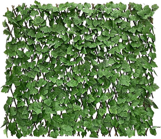 Expandable Faux Ivy Fence Privacy Screen with Artificial Flower,Greenery Expandable Stretchable Covers Panel for Balcony Patio Apartment Garden Outdoor Decor 36X92INCH