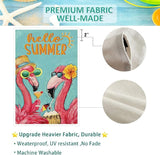 Baccessor Hello Summer Garden Flag Double Sided 12.5x18 Inch Pink Flamingo Tropical Beach Summer Welcome Small Yard Flag Burlap Seasonal Farmhouse Outside Outdoor Decoration