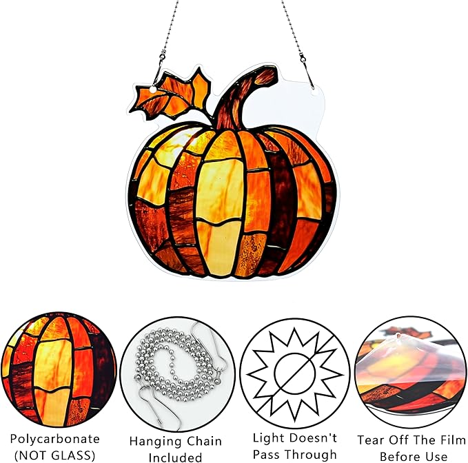 Fall Pumpkin Ornaments Colorful Window Hanging Decorations Home Wall Decor for Indoor Outdoor