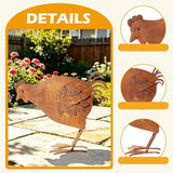 Metal Rooster Garden Decor for Outside, 12.6" Rusty Chicken Outdoor Decor for Patio Lawn Backyard, Decoration Yard Art Animal Ornaments Vintage Rustic Chicken Figurine Sculptures Statues