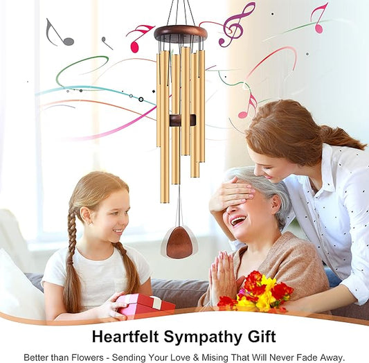 Bursvik Large Aluminium Wind Chimes 37 Inches to Create a Zen Atmosphere Suitable for Outdoor, Garden, Patio Decoration. Classic Wind Chimes with Wind Catcher Suitable as A Gift for Unisex(Gold)