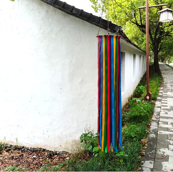 Satin Ribbon Windsock Streamer, Outdoor Decorations for Your Patio, Garden, Yard, Dock and Camper, 49-Inch, WS-49K-01