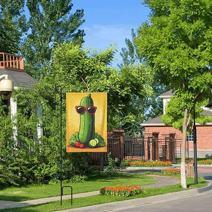 Cool Cucumber Sunglasses Garden Flag Double Sided Flags For Room Outside Yard Flag Outdoor Banner Wall Art Hanging 12.5"X18"