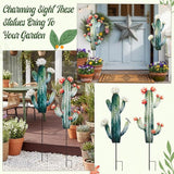 2 Cactus Yard Stakes Signs Waterproof Metal Garden Statues for Indoor/Outdoor Yard Garden Events