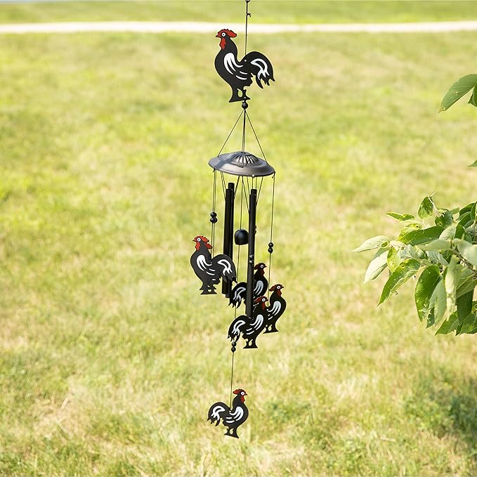 VP Home Rooster Wind Chimes for Outside, Unique Wind Chimes with Elegant Design for Gardens, Patios, and Porches, Thoughtful Gifts for Mom, Grandma, and Rooster Decor Lovers