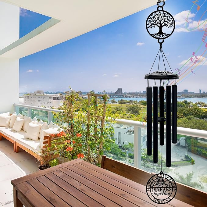 40th Wedding Anniversary Wind Chime Gifts for Parents Couple Husband Wife Friends Keepsake Decoration for Home or Garden