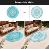 Pauwer Waterproof Outdoor Rug 6ft, Reversible Plastic Straw Patio Camping Rug, Indoor Outdoor RV Mat Carpet for Deck, Camper, Porch, Balcony, Backyard, Picnic, Boho Teal