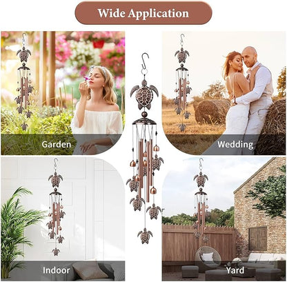 Sea Turtle Wind Chimes for Outside, 35" Decorative Wind Chimes Turtle Gifts for Women, Memorial Wind Chime Outdoors with S Hook for Patio Garden Decor, Birthday Gifts for Mom Grandma
