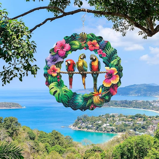 Metal Three Birds Wind Spinner Gift for Boy Girl Kids Colorful 3D Hanging Wind Spinner for Outdoor Garden Decor Animal Wind Sculptures for IndoorOutside Lawn Yard