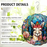 Llama Wind Spinner, Llama Stained Glass Wind Spinner, Wind Sculpture Llama Wind Spinners for Garden Patio Yard Decor