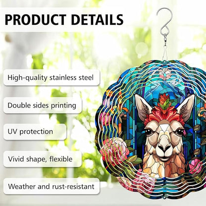 Llama Wind Spinner, Llama Stained Glass Wind Spinner, Wind Sculpture Llama Wind Spinners for Garden Patio Yard Decor