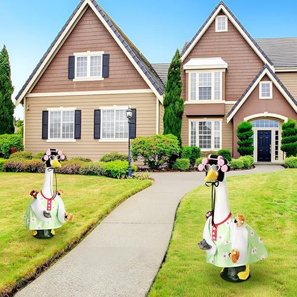 Porch Goose Statue Outfits Set Porch Goose Clothes with Wide Hat Costumes for 23" Plastic Statue Patio Yard Garden Lawn Outdoor Decoration(Bright,Animal Plush)