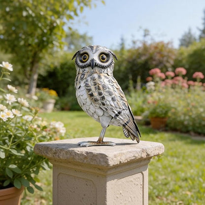 Shorayn Metal Owl Decor Garden Statue Outdoor Sculpture Yard Art for Patio Lawn Backyard Home Decoration Great Gifts