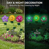 Topadorn 3 Pack Floral Garden Stake Outdoor Glow in Dark Plant Pick Waterproof Metal Flower Spring Decorations Lawn Yard Patio Art Stakes, Ornaments Gift for Garden Lovers