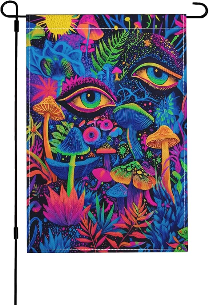 Mushroom Garden Flag Seasonal Double Sided 12 x 18 Inch Small Yard Flag for Indoor Outdoor Decor Holiday All Seasons