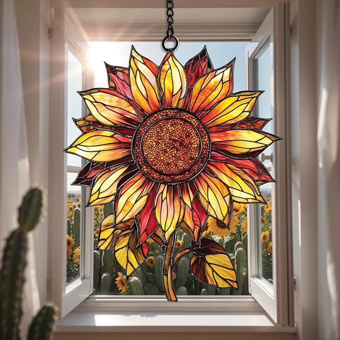 Sunflower Suncatcher Ornament Gift Suncatchers Indoor Window Suncatchers for Windows Hanging Garden Window Decor Outdoor Suncatcher Holiday Custom Gifts
