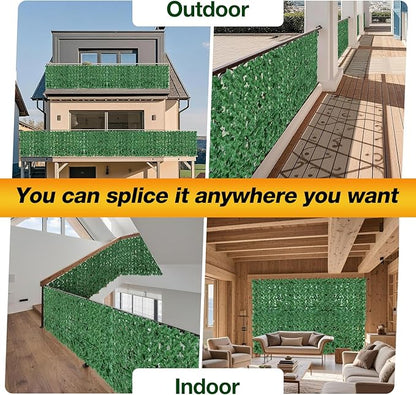 Artificial Ivy Privacy Fence Wall Screen, 39 x 118 in Garden Fake Hanging Plants Vines, Aesthetic Faux Greenery Garland Leaves with Strengthened Joint Prevent Leaves Falling Off for Outdoor Decor