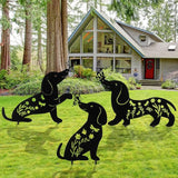 MorningRo 3 Pcs Dog Garden Decor for Outside Dachshund Gifts for Women Dog Lovers 12" Metal Puppy Garden Stake Silhouette Statues Outdoor Decor Men Spring Patio Lawn Yard Art