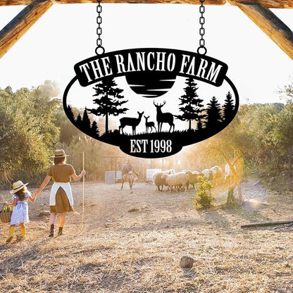 Personalized Metal Farm Sign, Customized Family Name Ranch Sign, Large Last Name Sign for Farmhouse Decoration, Outdoor Farm Wall Art, Welcome Sign, Entrance Gate Sign, Farm Lovers Gift, Garden Decor