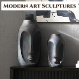 Wallowa Large Statue & Set of 2 Artificial Stone Figures, 28"-20" Modern Art Sculptures for Home, Porch, Backyard & Living Room Decor, Bronze