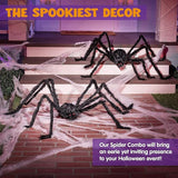 JOYIN 2 Pack 5 Ft Halloween Outdoor Decorations Hairy Black Spider, Scary Giant Spider, Fake Large Haunted House Props, Halloween Yard Lawn Decorations Party Indoor Decor