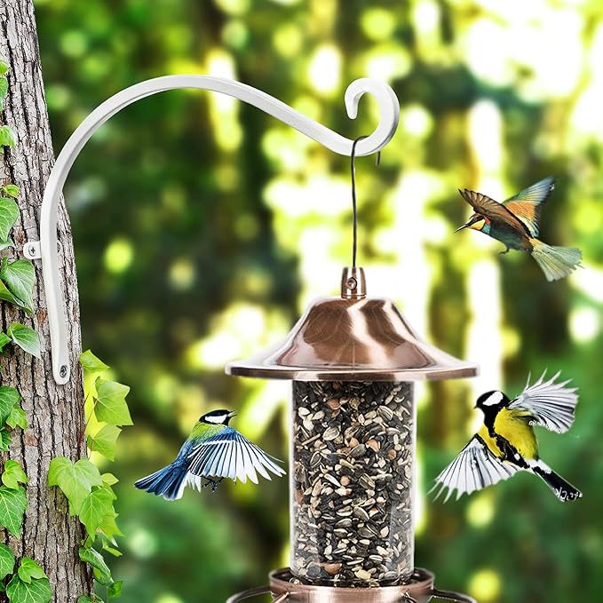 Qiang Ni Bird Feeder Hanger: 12-Inch 50 Lb Wall-Mounted Plant Bracket Outdoor - 2 Pieces White Plant Hooks for Hanging Flower Baskets