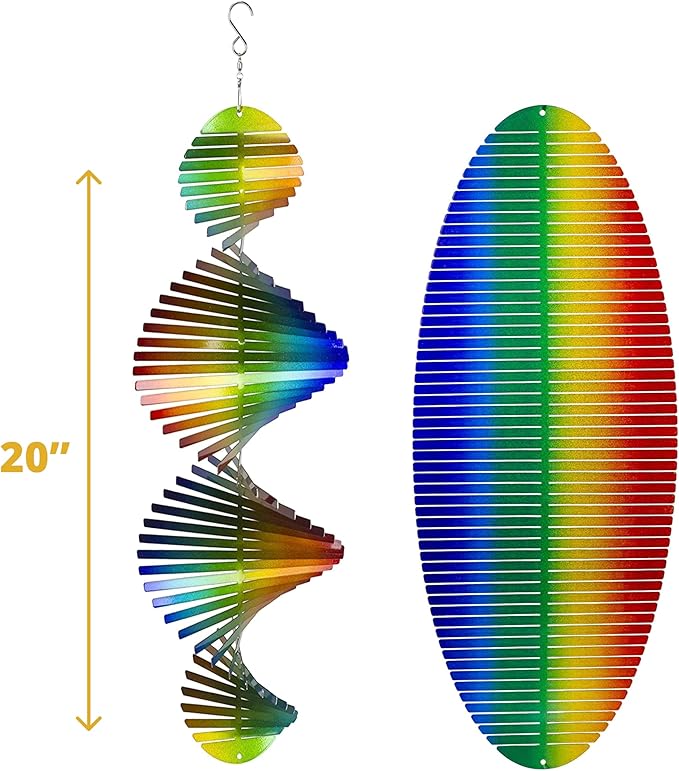 VP Home Rainbow Helix Kinetic Wind Spinner for Yard and Garden Wind Spinner Outdoor Metal Large Hanging Rainbow Decor 3D Garden Art Wind Sculpture Spinners