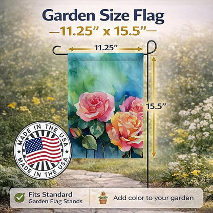 Caroline's Treasures New York Roses in Watercolor Garden Flag Mailbox Flag Decorative Yard Flag Banner Outside Patio Artwork Yard Flower Beds, Garden Size, Multicolor