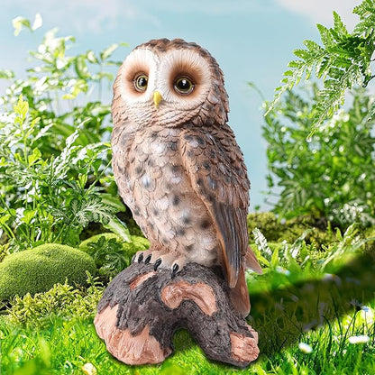 WONDER GARDEN Owl Statue Decor, Outdoor Resin Owl Figurine Sculpture for Home Outside Porch Patio Lawn Yard Decorations or Housewarming Gifts