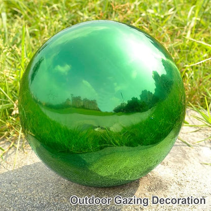Nerien 8 Inch Gazing Ball, Stainless Steel Garden Mirror Globe, Polished Ornament Sphere, Hollow Floating Reflective Hemisphere, Home Outdoor Pond Housewarming Swimming Pool Decoration Gift, Green