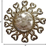 It's Cactus Metal Sun Faces, Handmade Haiti, Recycled Oil Drum Art, Sunny Home Decor (Sun with Hearts)
