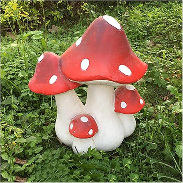 Garden Statue Animal Sculpture Outdoor Decor Gift Garden Crafts Ornaments Statues Mushroom Outdoor Decor Sculptures Patio Yard Hand-Painted Accessories Front Porch Lawn Figure(Red C,36x28x40cm)