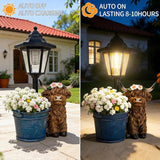 Solar Highland Cow Outdoor Statue, Garden Decor with Flowerpot & Lantern Highland Cow Figurines for Yard Art Lawn Ornaments Porch Patio Balcony - Gifts for Women Mom
