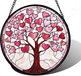 DASTOLL Stained Glass Window Hanging, Pink Love Heart Tree Suncatcher Hangings Beige Sun Catchers Decor for Birthday Holiday for Women, Men, Wife, Aunt, Mom 7.8 in
