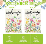 Spring Summer Garden Flag 12x18 Inch, Double Sided Colorful Flowers Birds Dragonflies Flag, Seasonal Yard Outdoor Decoration