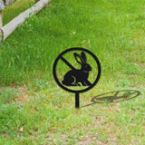 WADORN Rabbit Metal Decorative Garden Stakes, Funny Bunny Silhouette Warning Metal Garden Sign Animal Garden Ornament Gifts Black Yard Art Decoration for Outdoor Backyard Patio Lawn Walkways