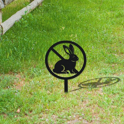 WADORN Rabbit Metal Decorative Garden Stakes, Funny Bunny Silhouette Warning Metal Garden Sign Animal Garden Ornament Gifts Black Yard Art Decoration for Outdoor Backyard Patio Lawn Walkways