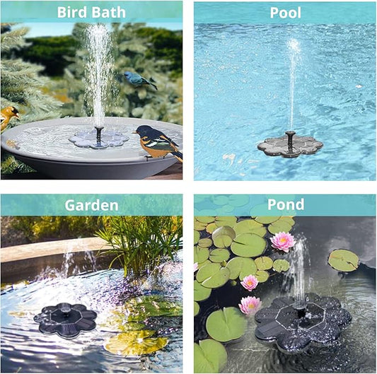 Qualife Solar Water Fountains Outdoor, Solar Powered Fountain Pump for Bird Bath,1.6W Solar Pond Fountain Pump for Garden Decor,Birdbath Pond Pool .