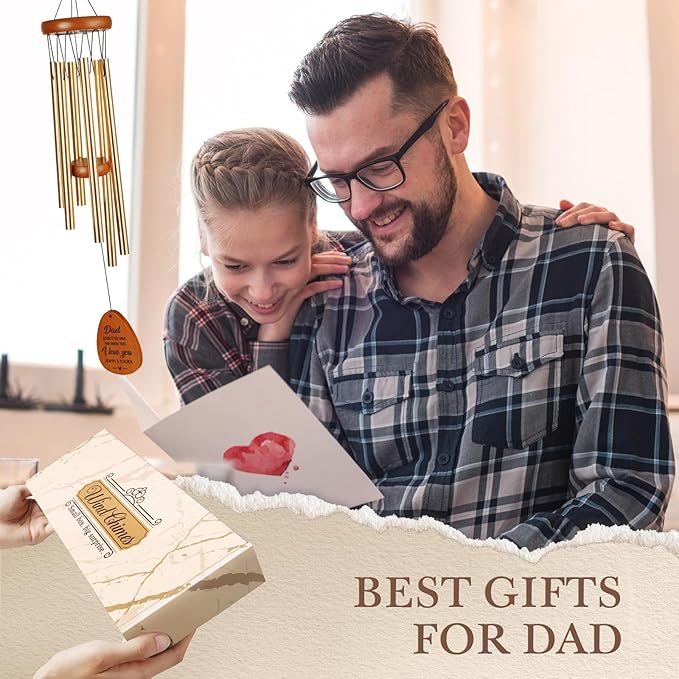Gifts for Dad, Dad Gifts Wind Chimes, Dads Birthday Gift, Fathers Day Christmas Birthday Gift from Daughter Son, Unique Wind Chimes Presents for Dads, 25.5in