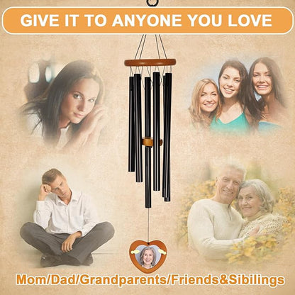 Personalized Memorial Wind Chimes for Outside 32 Inch Sympathy Memorial Gifts for Loss of Loved One Remembrance Gifts for Loss of Mom Dad Husband Sympathy Gift in Black Brown