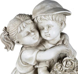 Northlight Solar Lighted Hugging Girl and Boy Outdoor Garden Statue - 16"