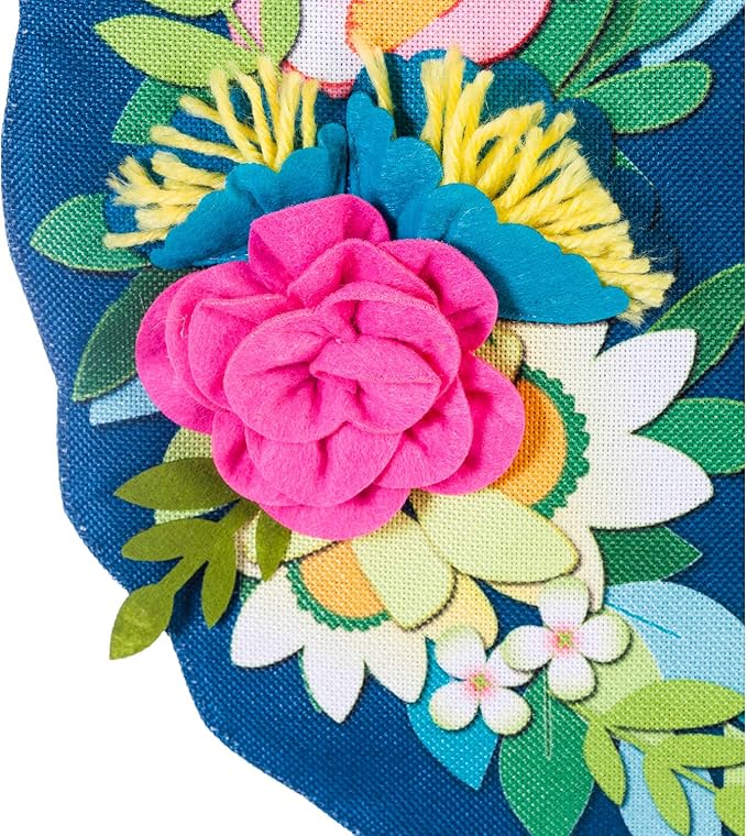 Evergreen Flag Flower Wreath Garden Burlap Flag | Spring Floral Garden Flags 12x18 double sided | Small House Flags For Outside | Welcome Spring Flag Décor for Yards Porch Gardens