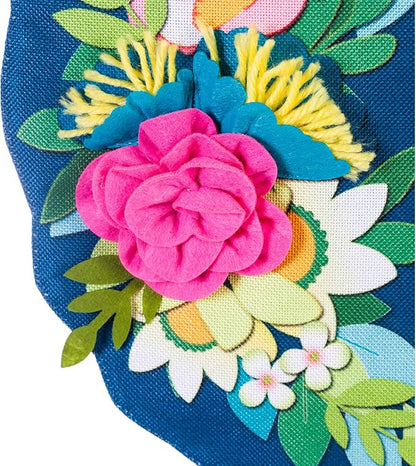 Evergreen Flag Flower Wreath Garden Burlap Flag | Spring Floral Garden Flags 12x18 double sided | Small House Flags For Outside | Welcome Spring Flag Décor for Yards Porch Gardens