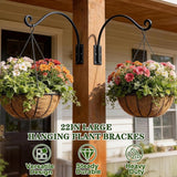 Heavy Duty 22 Inch Plant Hangers Bracket Outdoor, 80lbs Weight Capacity-2 Pack Metal Wall Hooks for Hanging Plants, Bird Feeder, Wind Chime, Wall Decor, Plant Hanger Hooks for Hanging Flower Baskets