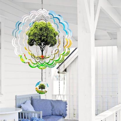 Hanging Decor Outdoor,Outdoor Garden Decor, Wind Spinners Outdoor Colorful Green Tree Hanging Decor,Ornaments Kinetic Yard Art, Valentine Gifts for Women-Big Green Tree Wind Spinners.