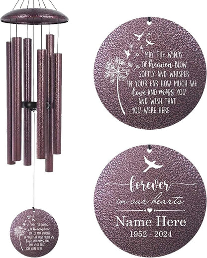 Memorial Wind Chimes for Loss of Lover One, Mom, Dad, Outside Deep Tone 30/36/45 inch Windchimes in Memory of a Loved One, Sympathy Gifts for Bereavement Produced in USA