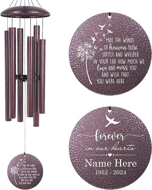 Memorial Wind Chimes for Loss of Lover One, Mom, Dad, Outside Deep Tone 30/36/45 inch Windchimes in Memory of a Loved One, Sympathy Gifts for Bereavement Produced in USA